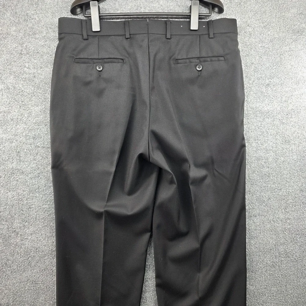 Peter Millar Mens Size 35 Black 100% Wool Flat Front Dress Trousers MS17B99‎